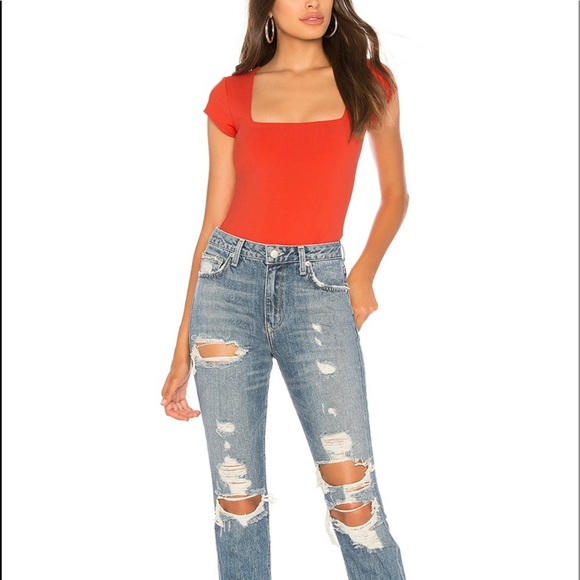 Free People Square Eyes Bodysuit in Red NWT - Picture 1 of 7